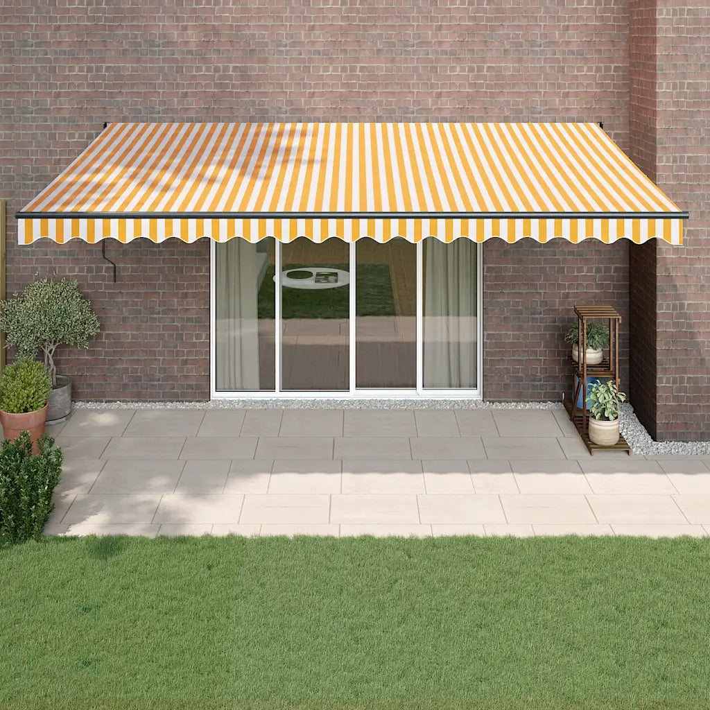Tenda Sole Automatica Retrattile Gialla e Bianca 5x3 m 3154510