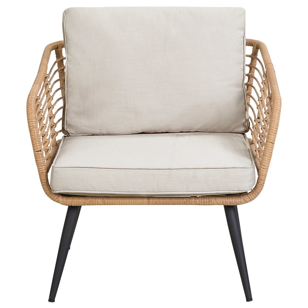 Balcone set bistrot Beige Rattan sintetico Cuscini Tavolino e 2 Sedie Design Esterno Moderno