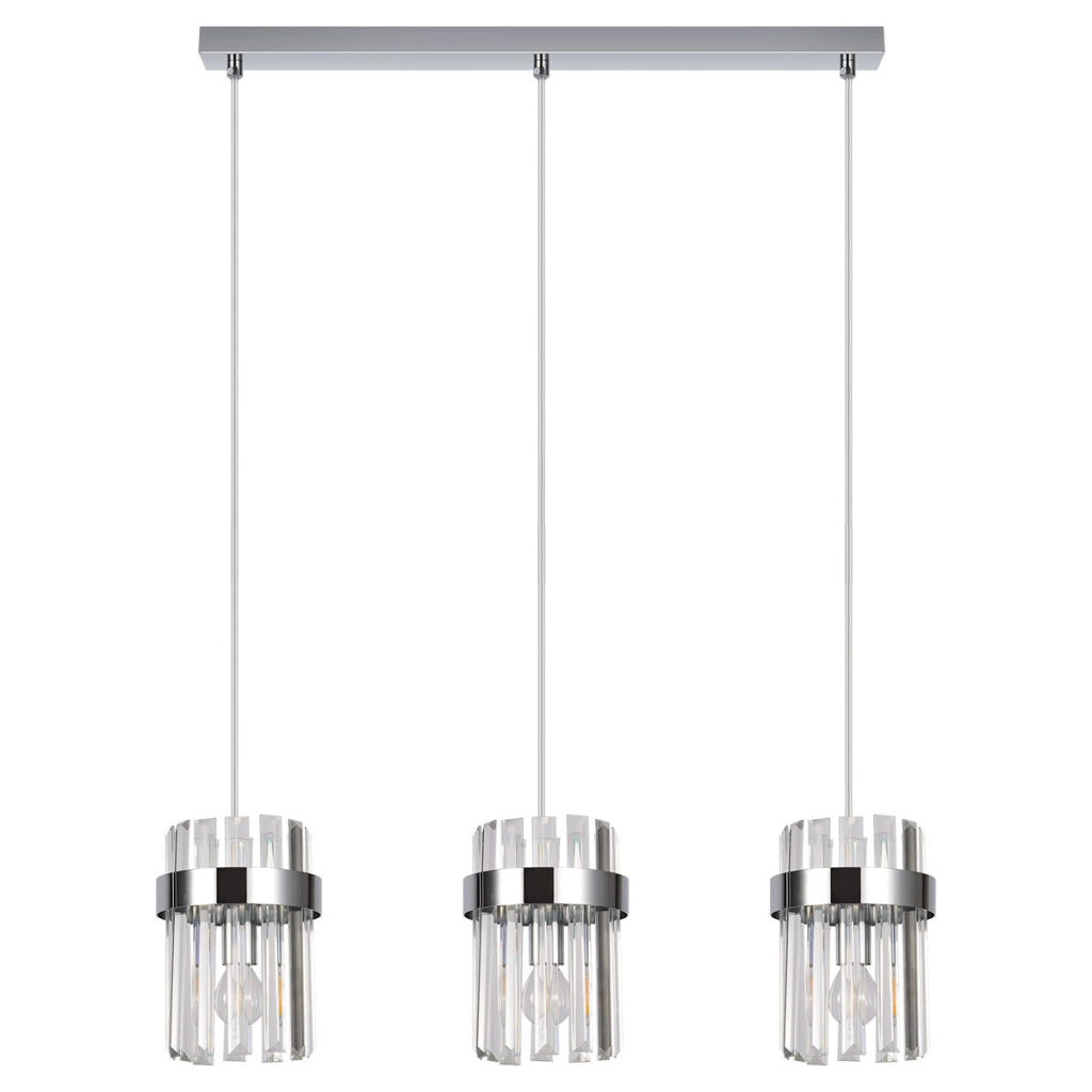 Lampada a sospensione Vetro cromata 3xE14 60 cm trasparente