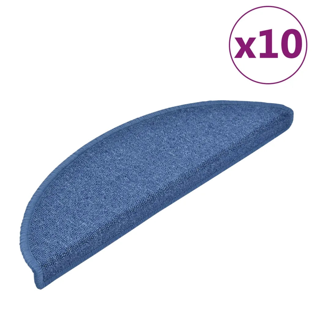 Tappetini per scale 10 pz | Gradini per Scale 56x17x3 cm blu semicircolari
