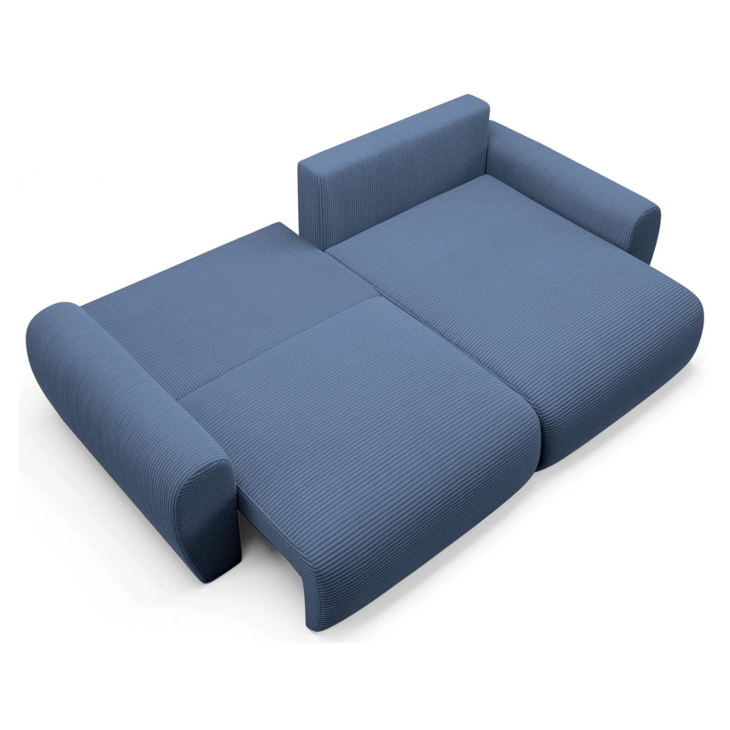 Paullo, Divano Letto con Penisola Contenitore, 253x153 cm blu