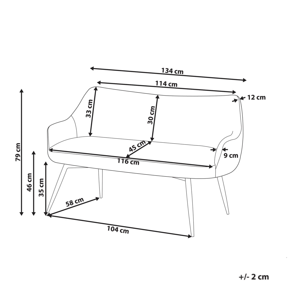 Divano da cucina Beige Tessuto poliestere Rivestimento a 2 posti Struttura in metallo Gambe nere Panca