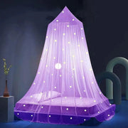Letto con luci per bambine, tenda per letto, rete per insetti, baldacchino per bambine, letto, camera, decorazione, viola