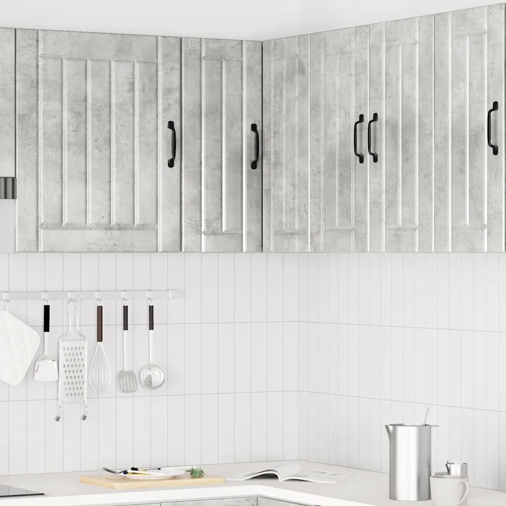 Pensile da Cucina ad Angolo-Mobile Cucina da Parete Lucca Grigio Cemento in Truciolato