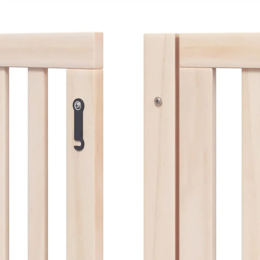 Cancelletto di sicurezza per animali domestici porta pieghevole 10 pannelli legno di pioppo marrone 02_0023106