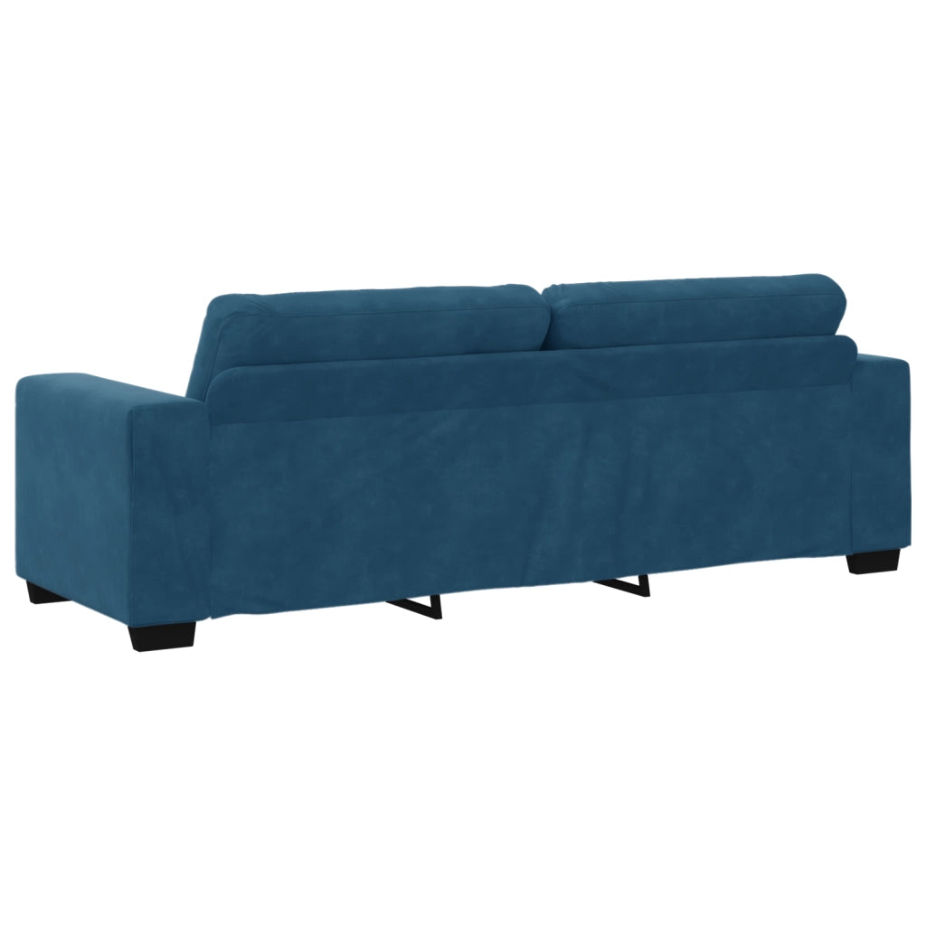 Set Divano 3 Pezzi con Cuscini Velluto Blu