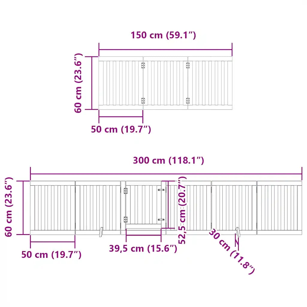 Cancello Cani Porta Pieghevole Marrone 12 Pannelli 600cm Pioppo 3155660