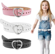 Set di Cinture per Bambine in Pelle PU di Alta Qualità con 3 Stili, Cinture con Motivi Carini, Cinture con Gancio a Cuore in Argento, Cinture con Regolazione della Cintura, Cinture per Bambine per Abiti, Gonna e Jeans (Rosso Bianco Nero) 1 39,7 x 1