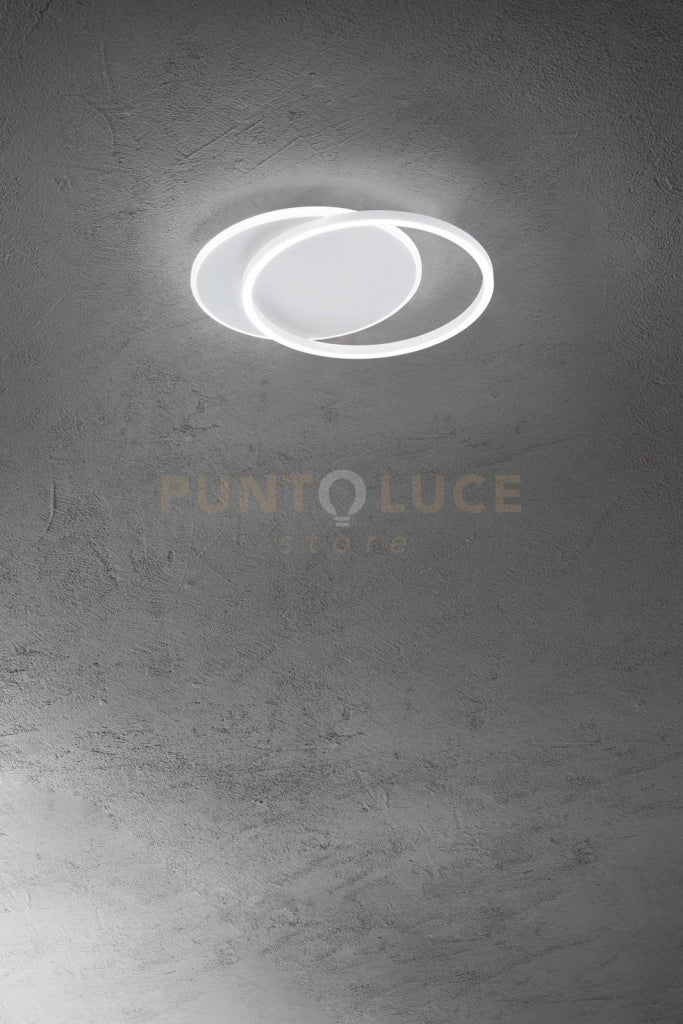 Plafoniera in alluminio colore bianco opaco Orbit d.36-39,5cm LED 43W 3000K CRI?80 220-240V biemissione 3010Lm