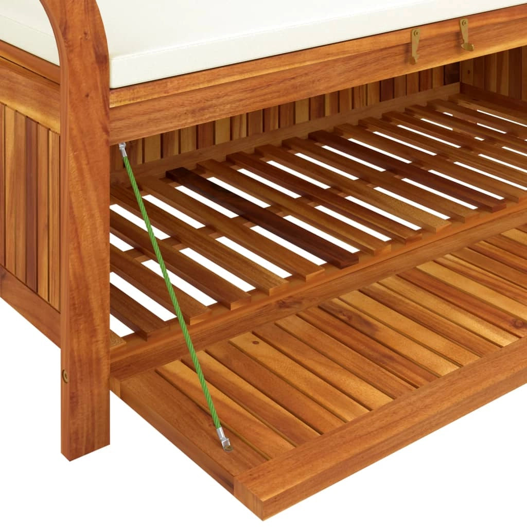 Panca da giardino mobili da esterno per patio contenitore da giardino per terrazza con cuscino 126 cm legno di acacia 02_0011808