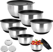 Set di contenitori in acciaio inossidabile, 7 contenitori con coperchio, 3 accessori per raschiatura, set di contenitori per la conservazione dei contenitori, ripiegabile, multifunzionale, idoneo per lavastoviglie (0,63/1/1,5/2/3/4/5 L)