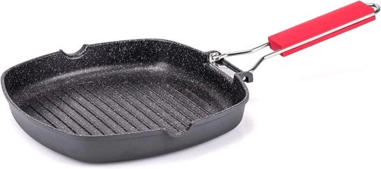Piatto griglia 24 x 24 cm - antiaderente - compatibile con induzione - nero