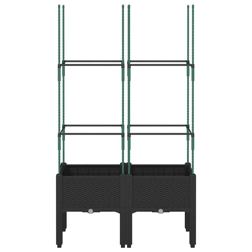 Fioriera | Cassetta per fiori | Vaso da Giardino con Traliccio Nera 80x40x142,5 cm in PP