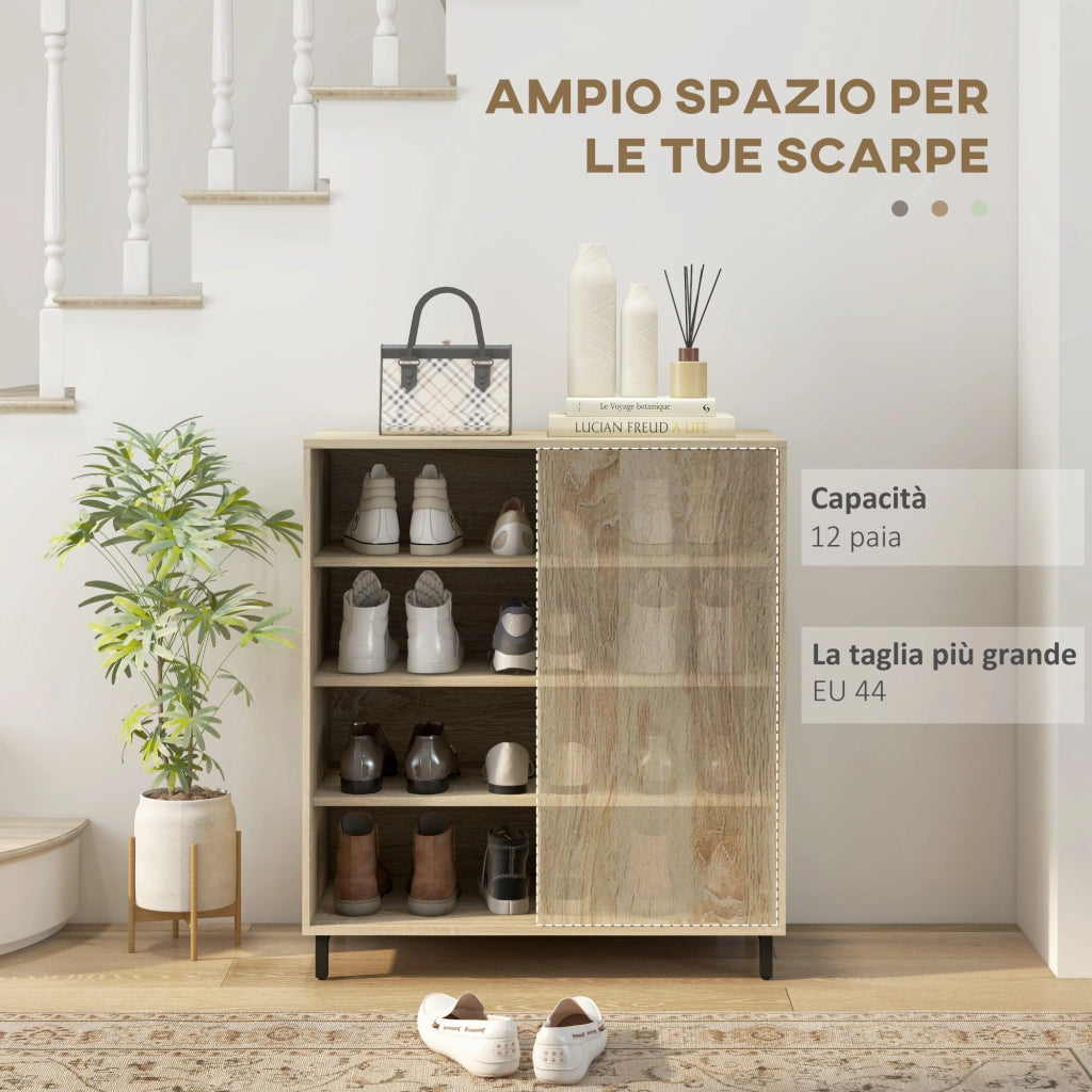 Mobile Scarpiera 4 Livelli in Truciolato e Acciaio con Ripiani Regolabili ¨C Zephmum ¨C 80x40x93 cm