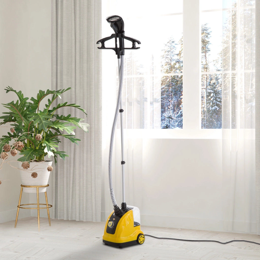 EasyComfort Stiratrice Verticale a Vapore, Stiratore Verticale 1950W da 1.4L con Asta Estendibile e 2 Rotelle per Abiti, Tende e Divani, in ABS e PP, 26x21.5x29 cm, Giallo