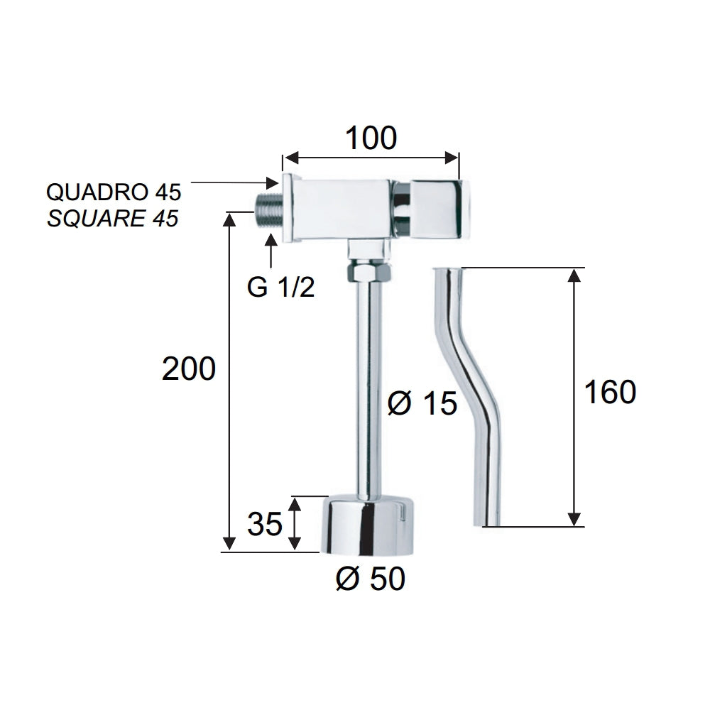 Rubinetto per orinatoio temporizzato a pulsante - serie tempor