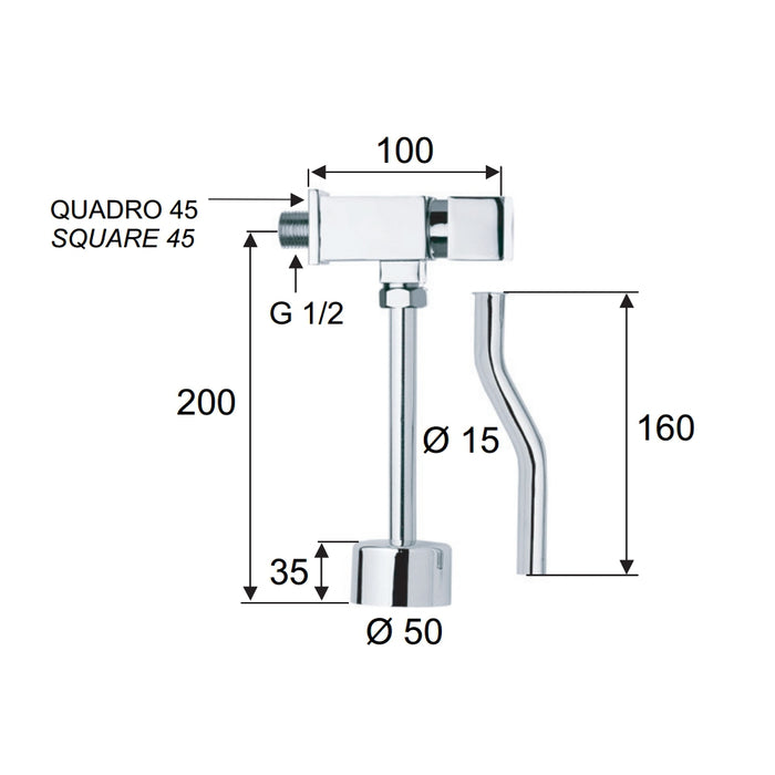 Rubinetto per orinatoio temporizzato a pulsante - serie tempor