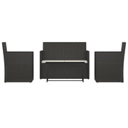Set Salotto da Esterno 4 pz | Set di Mobili da Esterno con Cuscini in Polyrattan Nero