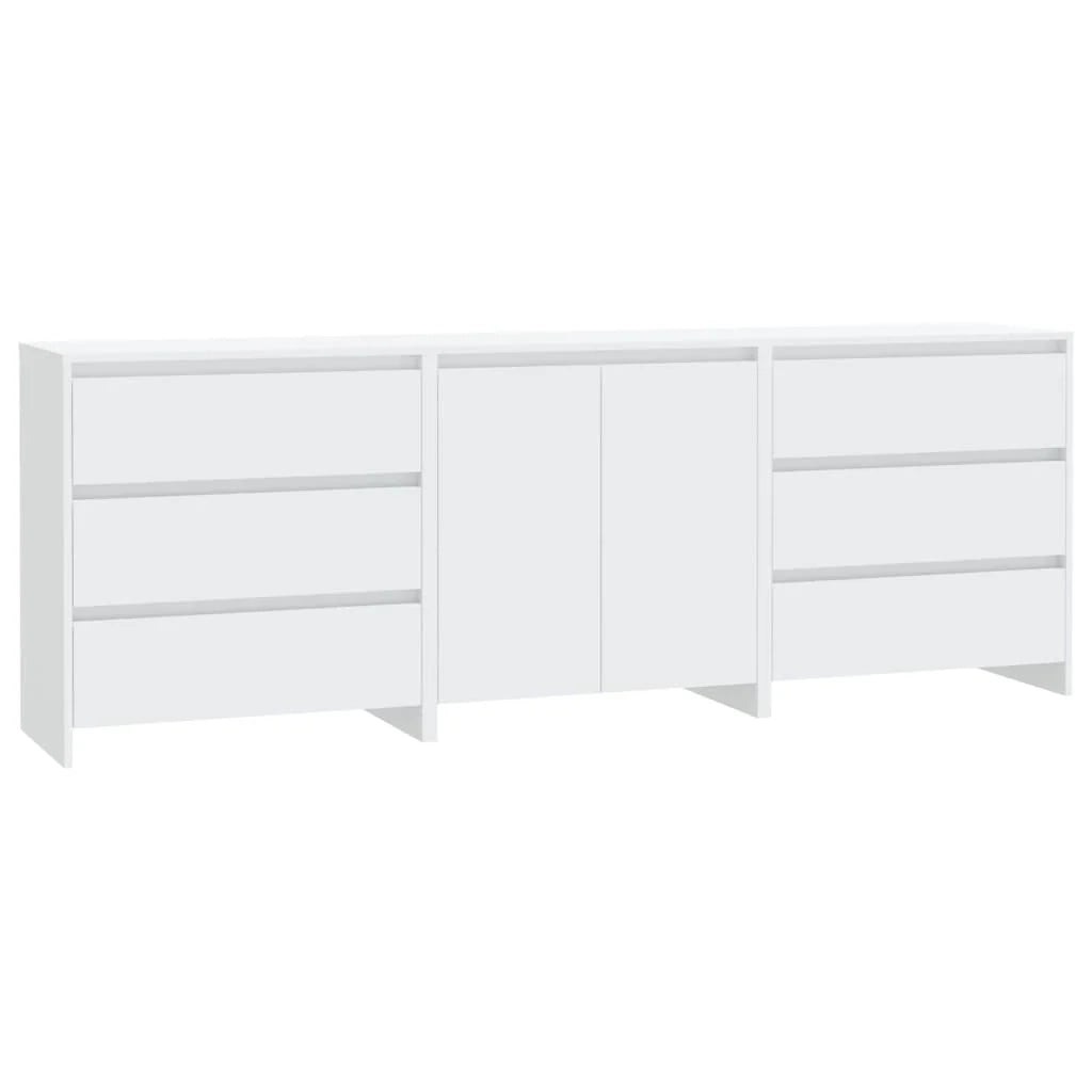 Buffet credenza cassettiera armadio mobile contenitore organizer per cucina soggiorno salotti 3 pezzi legno ingegnerizzato bianco 02_0037005