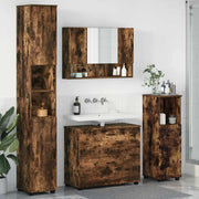 Set di mobili per il bagno con cassetto 4 pcs Rovere fumé