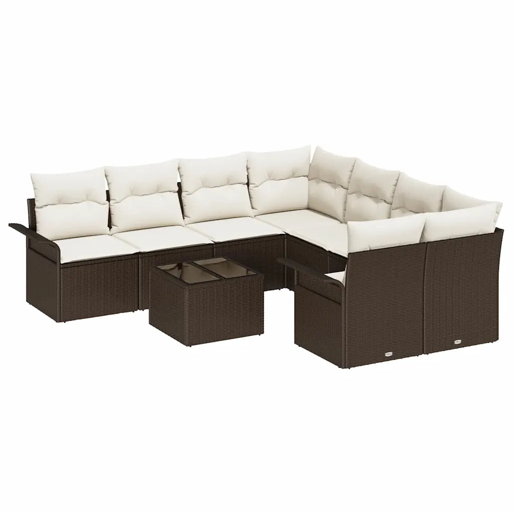 Set Divano da Giardino 9 pcs Marrone Poly Rattan 3345298