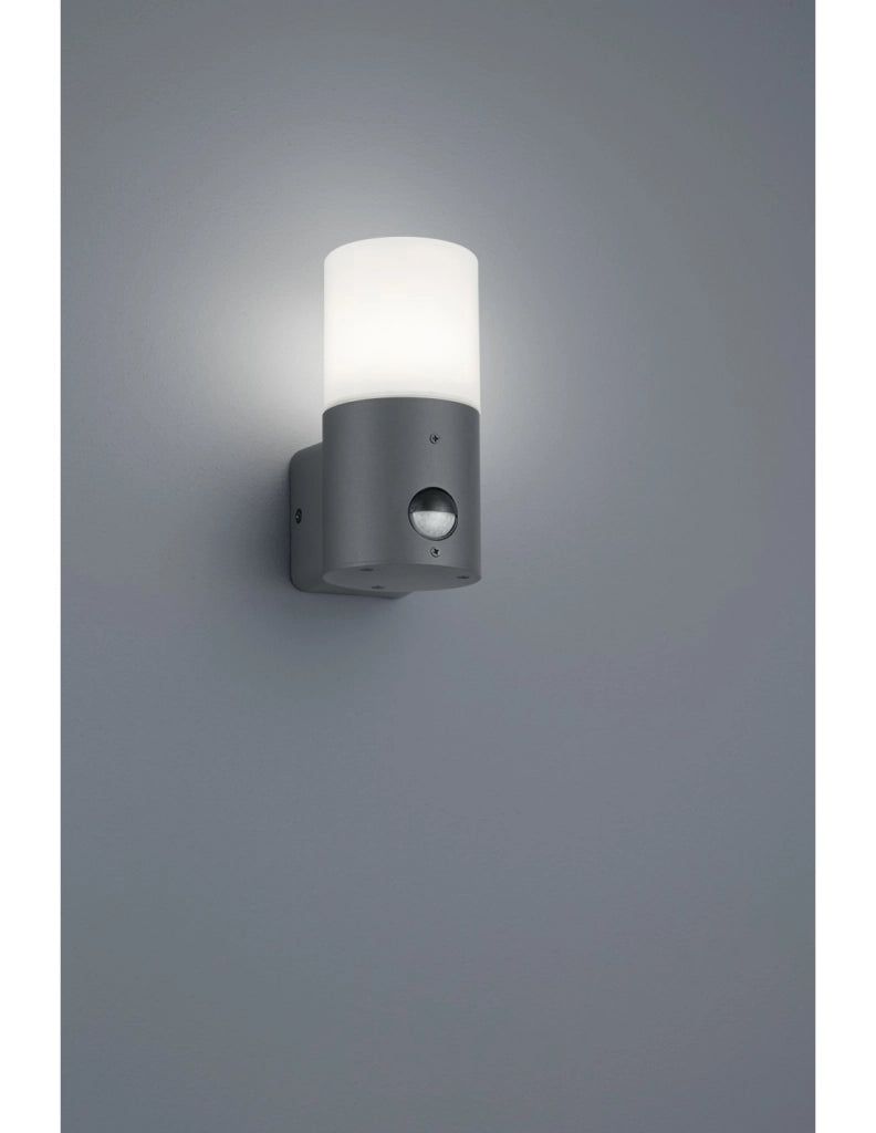 Applique Hoosic 1xE27 Antracite Con Sensore Movimento H17 cm IP44 Trio Lighting