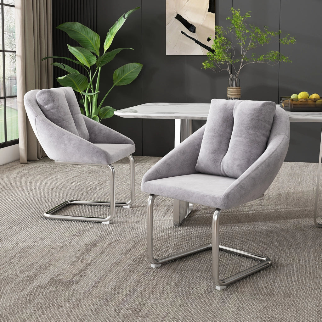 Set di 4 sedie in velluto grigio