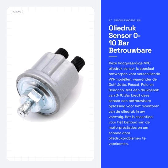 Sensore di Pressione Olio - 0-10 Bar - Misurazione di Pressione Affidabile - Adatto per Diversi Modelli VW - M10 - Sensore Preciso - Ideale per Auto di Fai da Te