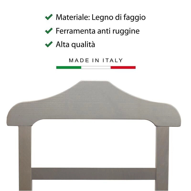 INDOSSATORE APPENDIABITI DA CAMERA PRATIC LEGNO DI FAGGIO GRIGIO 44 X 25 X 98 H