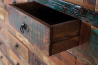 Credenza a 28 cassetti in legno riciclato