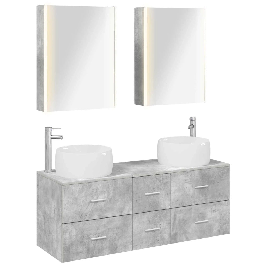 Set di mobili per il bagno 5 pcs Grigio Cemento 3407050