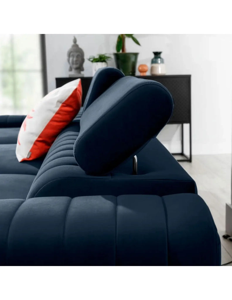 Divano angolare sinistro Blu scuro convertibile 3 posti JAYSON con chaise longue