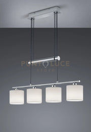 GARDA SOSPENSIONE 4 DIFFUSORI IN TESSUTO BIANCO CON BILANCIERE REGOLABILE L. 77CM ATTACCO E14