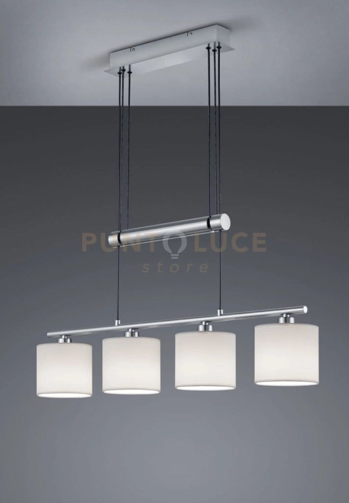 GARDA SOSPENSIONE 4 DIFFUSORI IN TESSUTO BIANCO CON BILANCIERE REGOLABILE L. 77CM ATTACCO E14