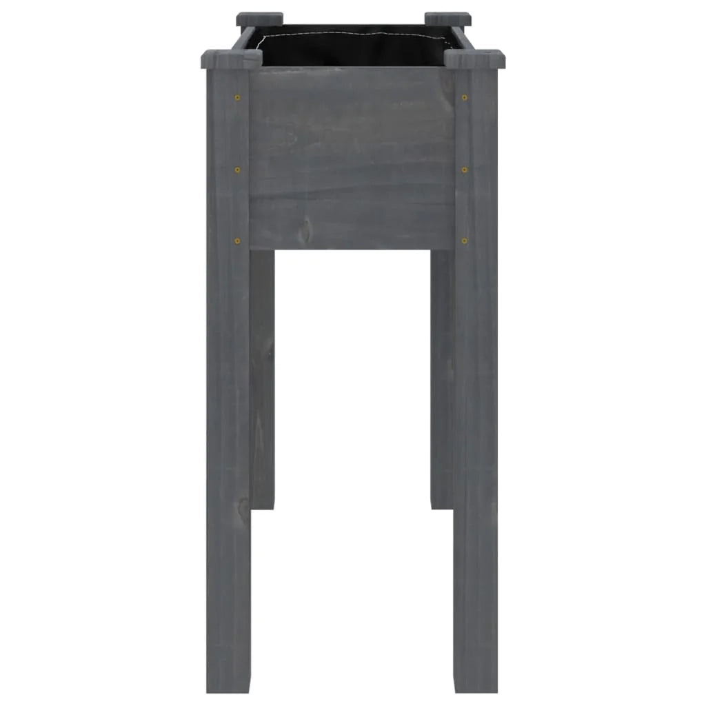 Fioriera rialzata per piante fiori terrazza giardino con rivestimento 71 x 37 x 76 cm legno massello di abete grigio 02_0038142