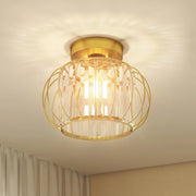 Plafoniera LED Moderna a Gabbia con Cristalli ¨C zephmum ¨C Oro ?27x19 cm