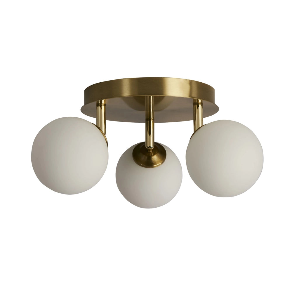 Crosby 3Lt Semi-Flush - Metallo dorato e vetro opalino