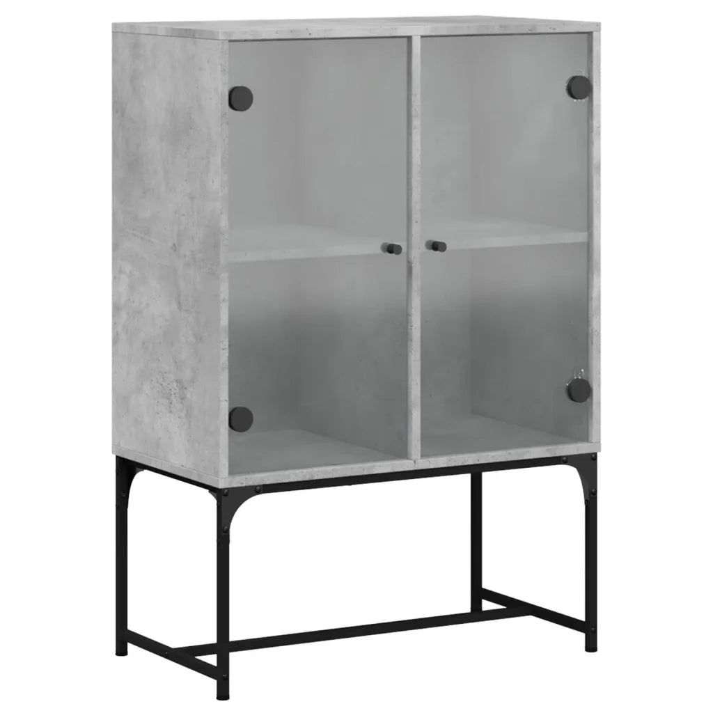 Mobile con Ante in Vetro Grigio Cemento 69x37x100 cm 836549