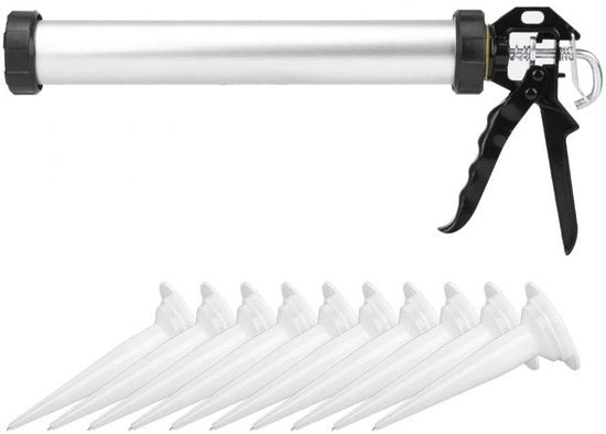 Pistola a silicone - Sealing pistola a polvere - 600 ml - Alluminio - Applicatore universale - Ideale per kit di vetro e adesivi - Adatto per lavori di bricolage