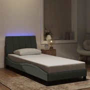 Giroletto con LED senza Materasso-Struttura Letto Hanko Grigio Chiaro 90x190 cm in Velluto
