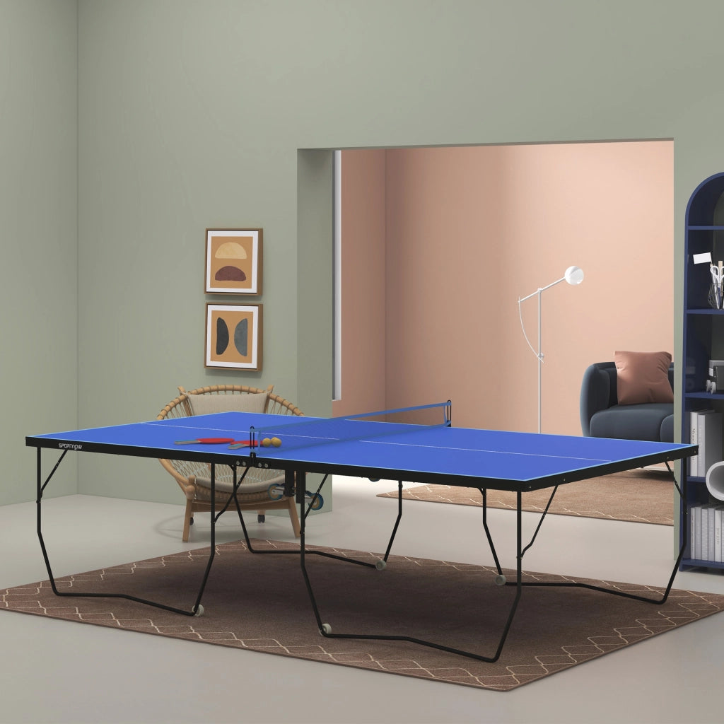 Tavolo da ping pong pieghevole ¨C zephmum ¨C blu, MDF, acciaio, 274x152.5x76 cm