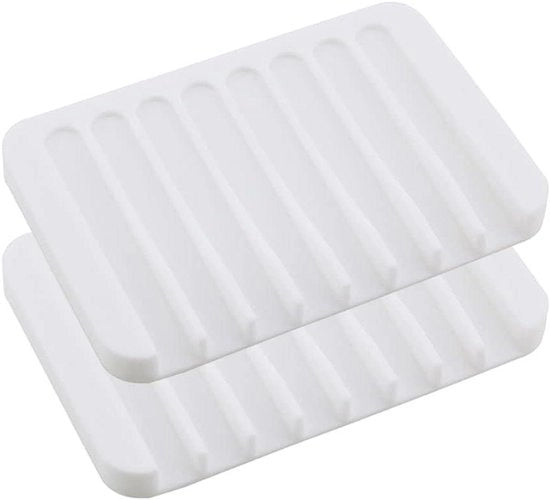 Siliconen zeepbakje 2 pezzi - Zeepafdruiprek per stave zeppa secca - Zeppa antiscivolo per bagno, doccia e cucina - Bianco - Accessorio utile