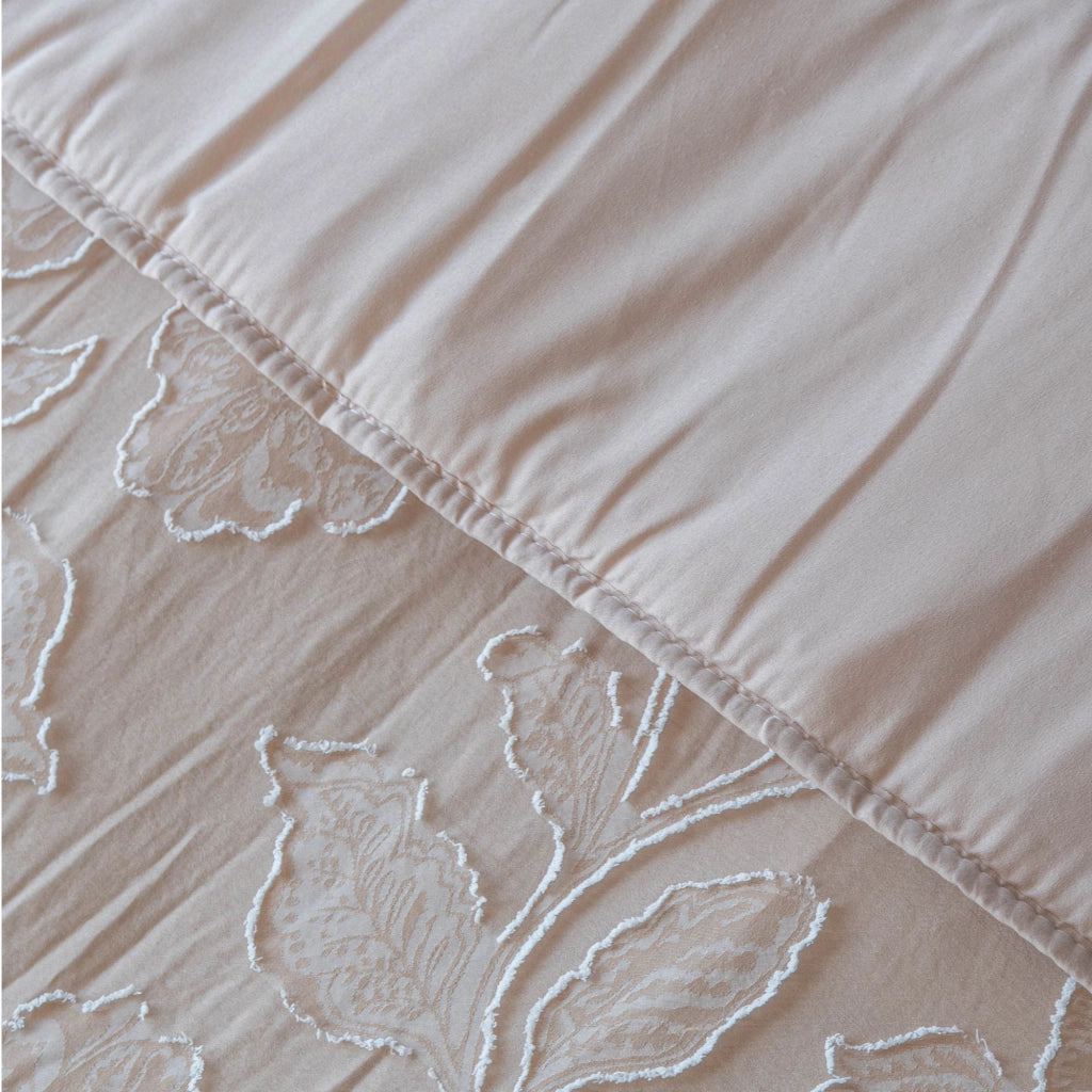 Trapunta Invernale Matrimoniale Lavorazione Jacquard Elegante Morbida Calda Prodotto Italiano 460 Grammi Piumone Due Piazze Inverno Piumino Disegno Floreale Fiori  Beige