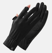 Manopole estive per attività all'aperto - 22 cm di lunghezza - 15 cm di polso - Protezione UV - Antiscivolo touchscreen, rapidamente asciutto - Smalto antifango - Apertura per indice e dito medio - UPF 50+ - Manopole da bicicletta con protezione solare