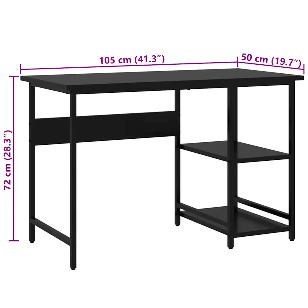 Scrivania per Computer Nera 105x55x72 cm in MDF e Metallo