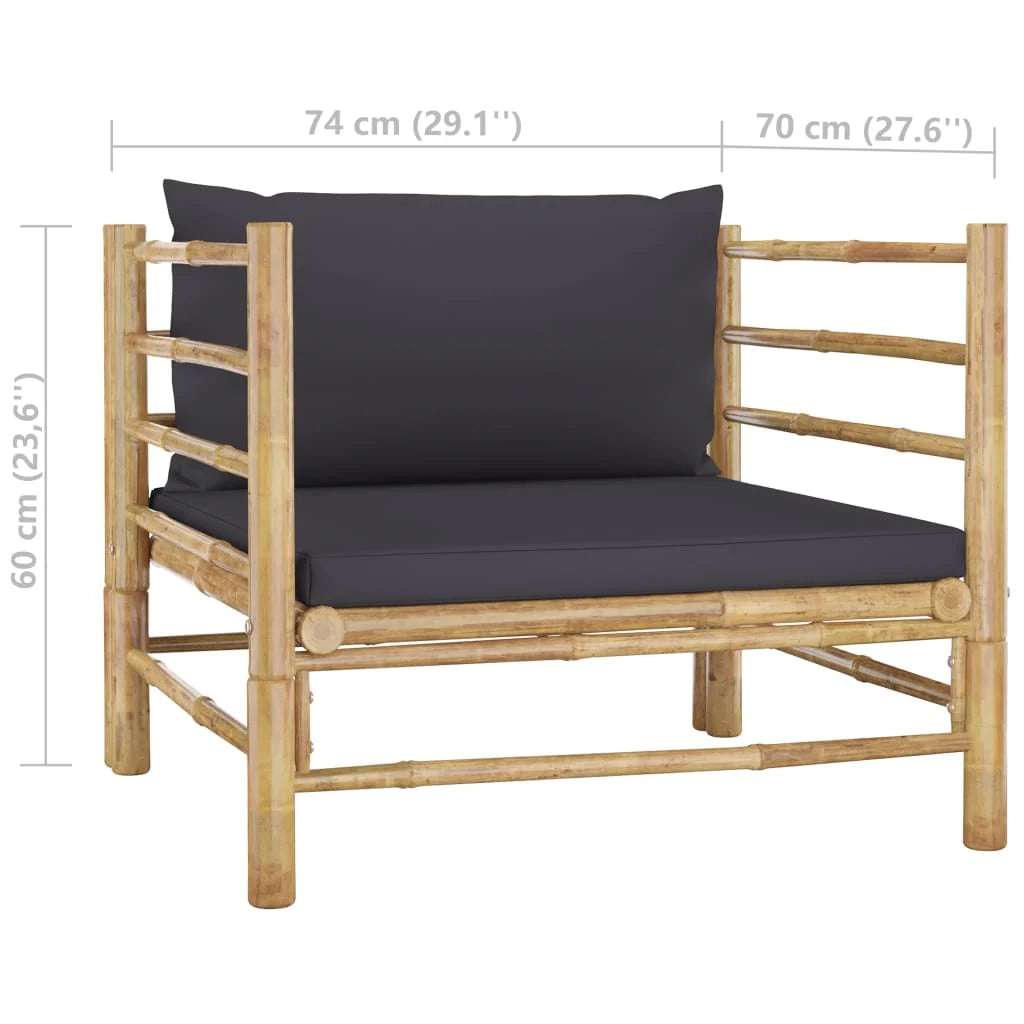 Set di mobili da giardino per esterni 5 pezzi con cuscini in bambù grigio scuro 02_0016389