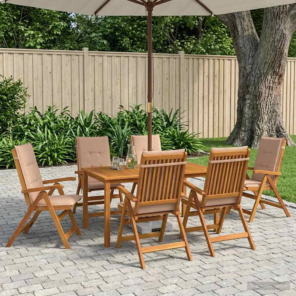 Set da pranzo da giardino 7 pezzi Naturale 3434574
