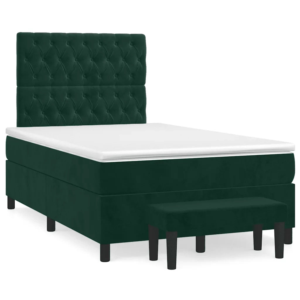 Giroletto a Molle con Materasso Verde Scuro 120x190 cm Velluto
