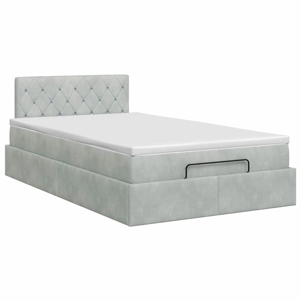 Letto ottomano con materasso Grigio Chiaro 120 x 200 cm Velluto 3457641