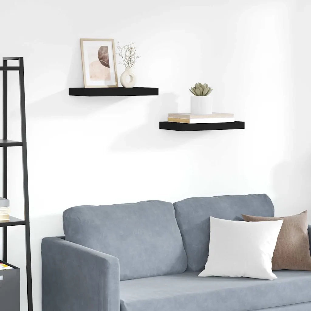 Scaffali a Parete 2 pz Neri 40x23x3,8 cm in MDF 323827